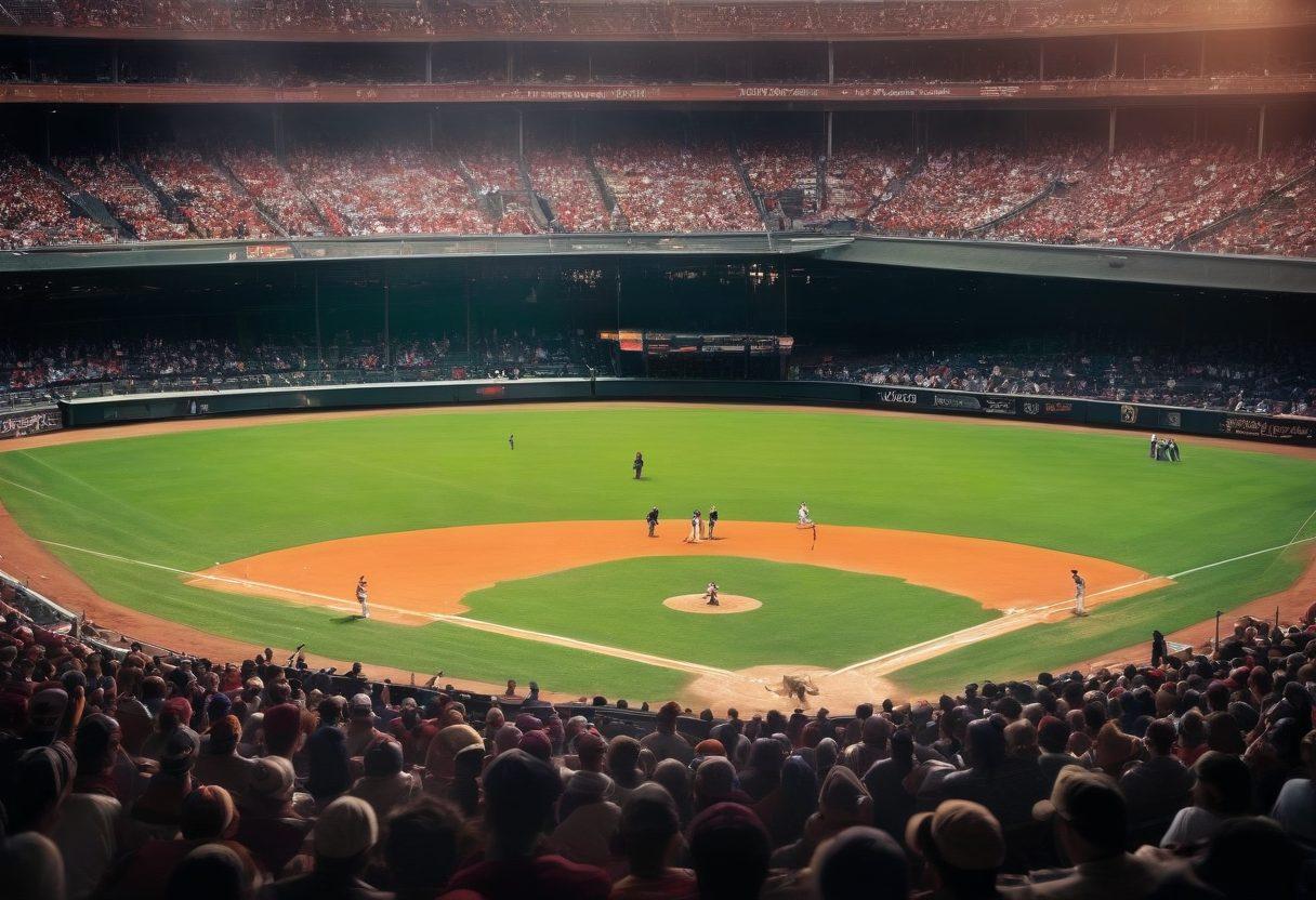 A vibrant collage depicting the evolution of baseball, featuring legendary teams in historic uniforms, a vintage baseball field with old-timey coaches discussing strategies, and players in action capturing iconic moments. Include a timeline element showcasing milestones in baseball history. Emphasize rich colors and nostalgic elements to evoke a sense of heritage. super-realistic. vintage style. vibrant colors.
